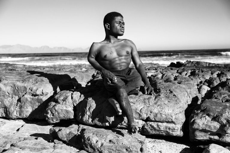 Caleb Mutombo (23) in Kalk Bay, Cape Town