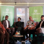 Panellists at the Old Mutual SMEGo Pitchathon launch (from left to right): Pali Lehohla - former statistician general , Thabang Mkhuma - Technical Advisor 4IR, MICT, Nobesuthu Ndlovu - Director SME, Old Mutual Corporate, Lincoln Mali - CEO Lesaka Technology, Talifhani Banks - CEO Analytics X and Spaza Eats