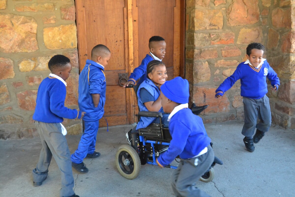 Avery Young with fellow pupils from Hope School