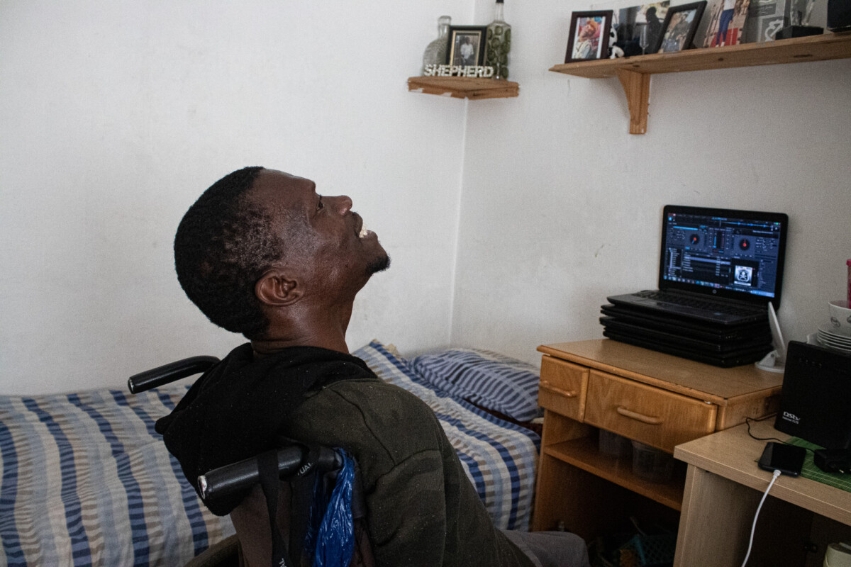 Khwezi uses his home studio to develop his creativity at the Jean Webber Home, APD Free State