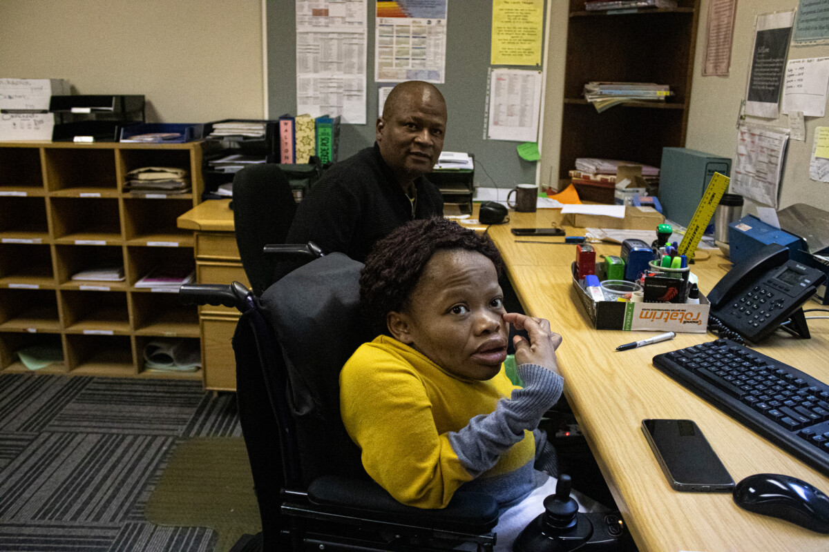 Bettina at work with her colleague, Tshepo Setulo