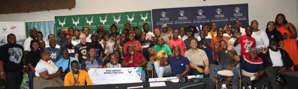 32 young entrepreneurs took part in the training, received certificates and financial injection, with them celebrating at the ceremony are officials from SANParks and NYDA