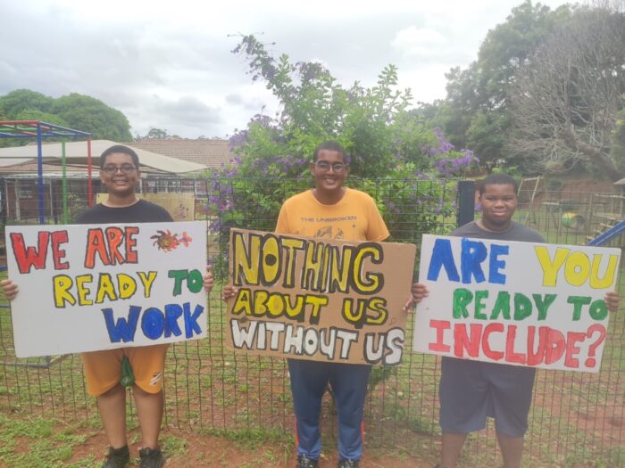 From left: Anthony Daniel Eastwood, Isaac Jethro Munisamy, Siyathemba Shongwe. Getting ready to raise awareness around Autism are young adults from the Action in Autism Centre