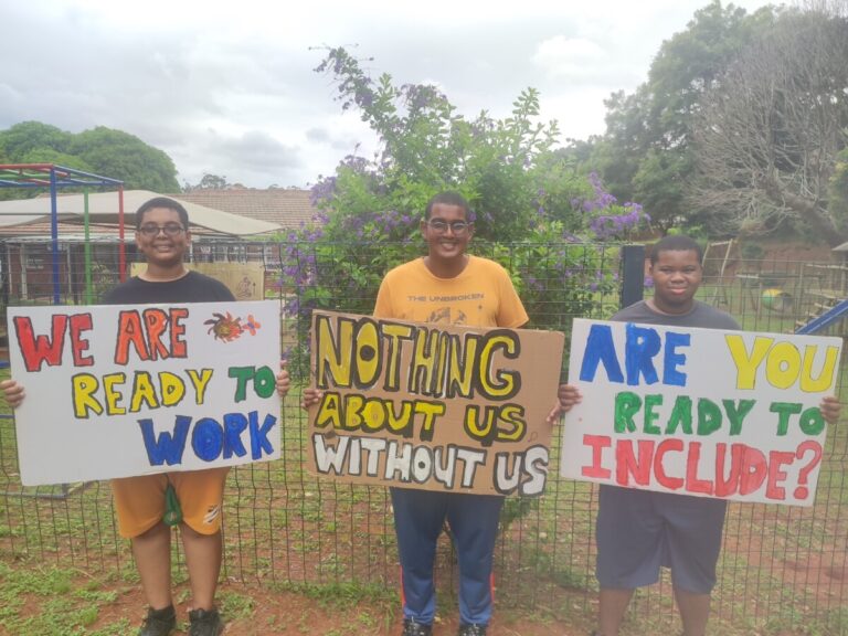 From left: Anthony Daniel Eastwood, Isaac Jethro Munisamy, Siyathemba Shongwe. Getting ready to raise awareness around Autism are young adults from the Action in Autism Centre