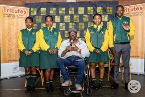 Vuleka School learners on their first meeting with Musa E. Zulu in Richards Bay last year