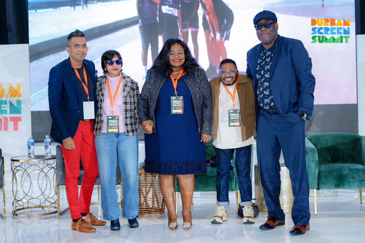 Adhil poses with fellow panellists at the Durban Screen Summit